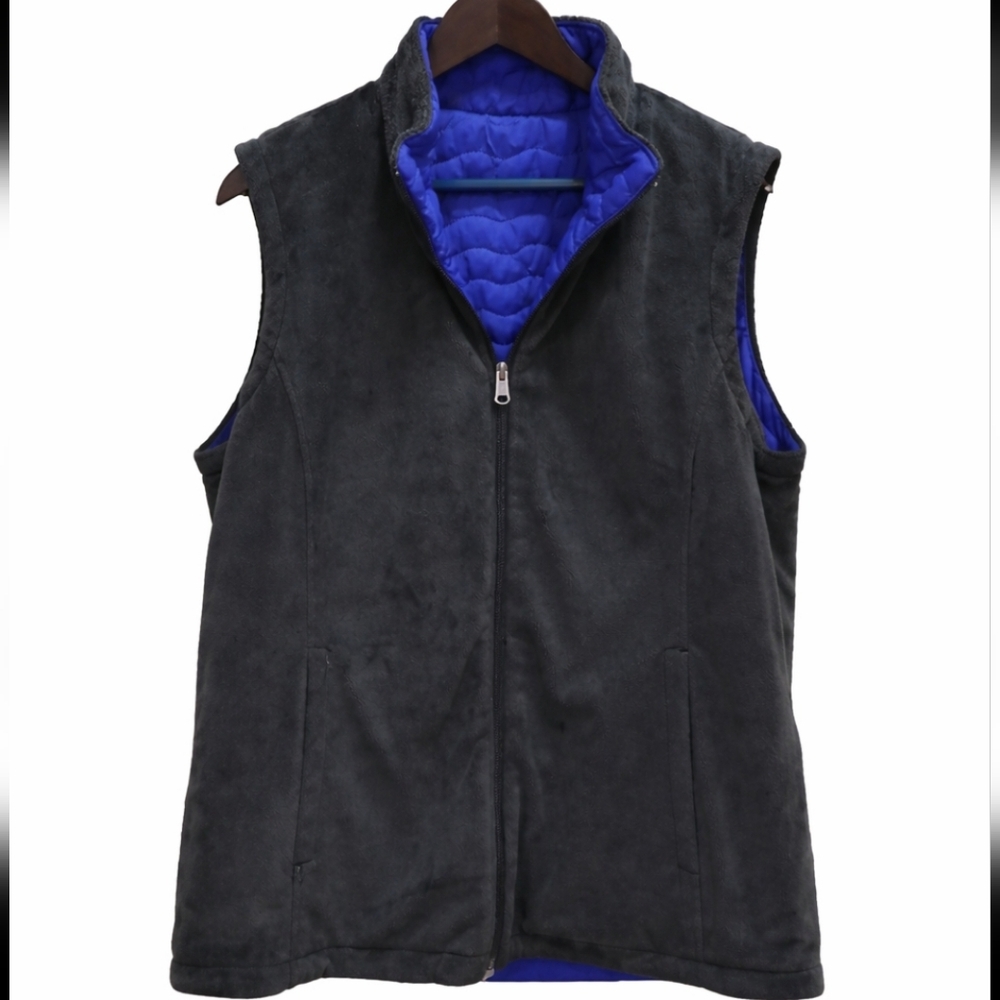 Free Country Purple Gray Reversible Quilted Fleece Vest Sz XL - Picture 9 of 9